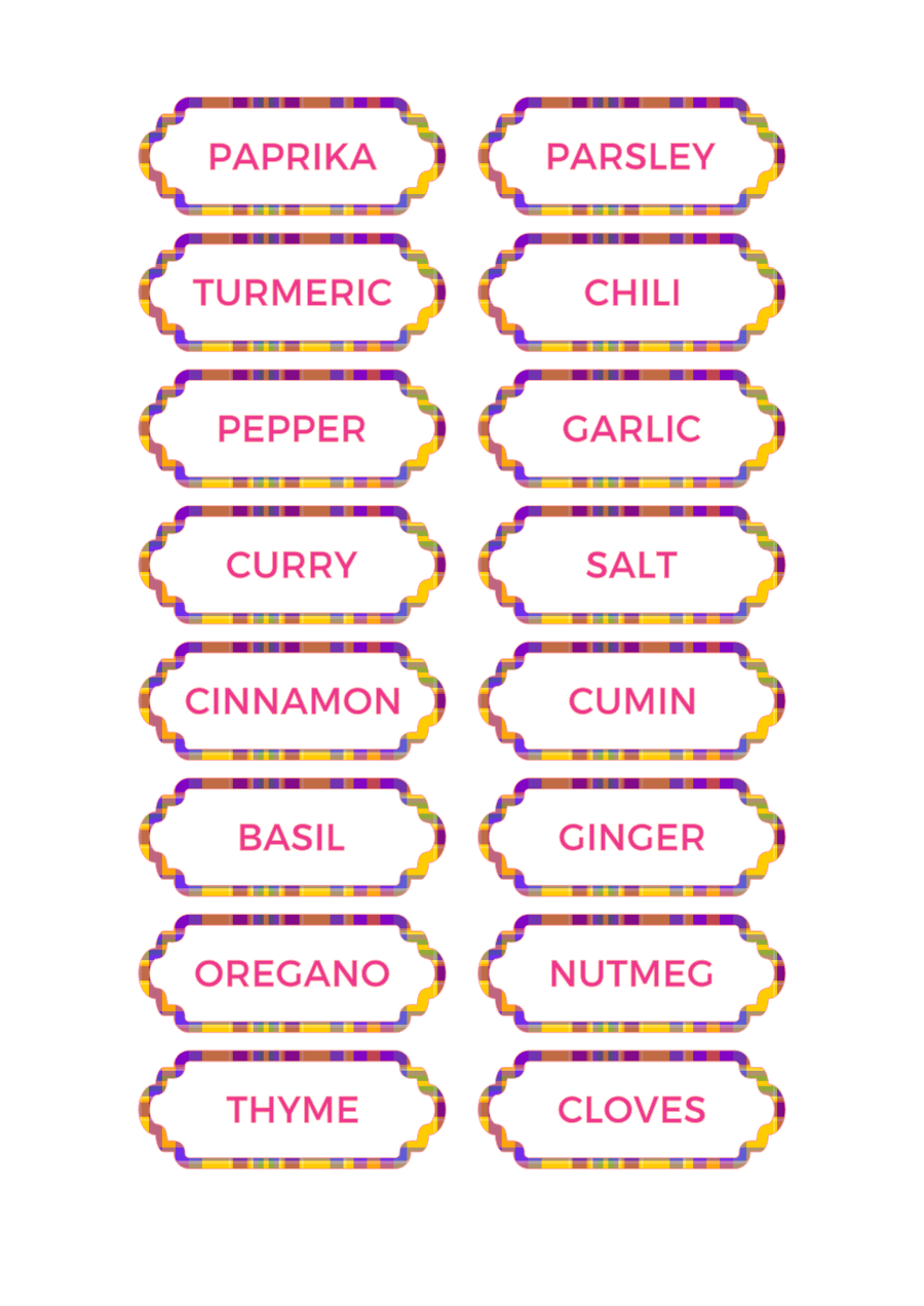 Kitchen Spice Labels